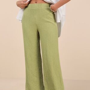 Lulus Easygoing Energy Light Green Textured High-rise Pants - Size M